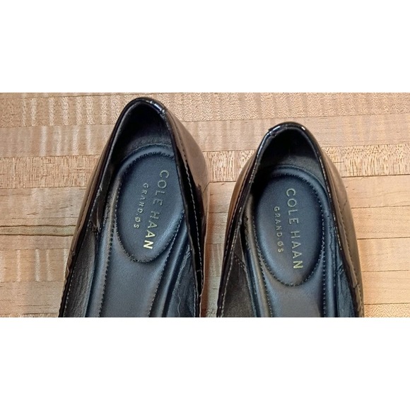 Cole Haan Air Open-Toe Wedge Patent Leather Shoes Black Women's 7 B - Picture 9 of 12